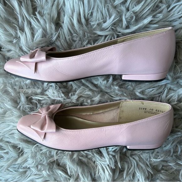 Magdesians vintage coquette pink bow leather ballet flats women’s shoe size 10 - Picture 9 of 10